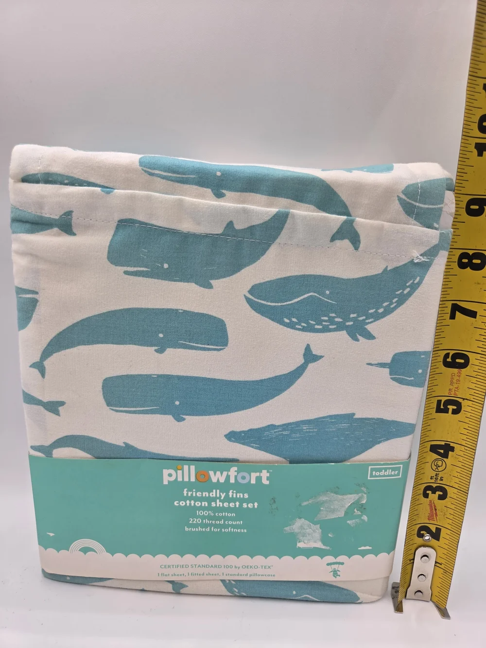 Pillowfort Toddler Cotton Sheet Set - Teal Whale Print